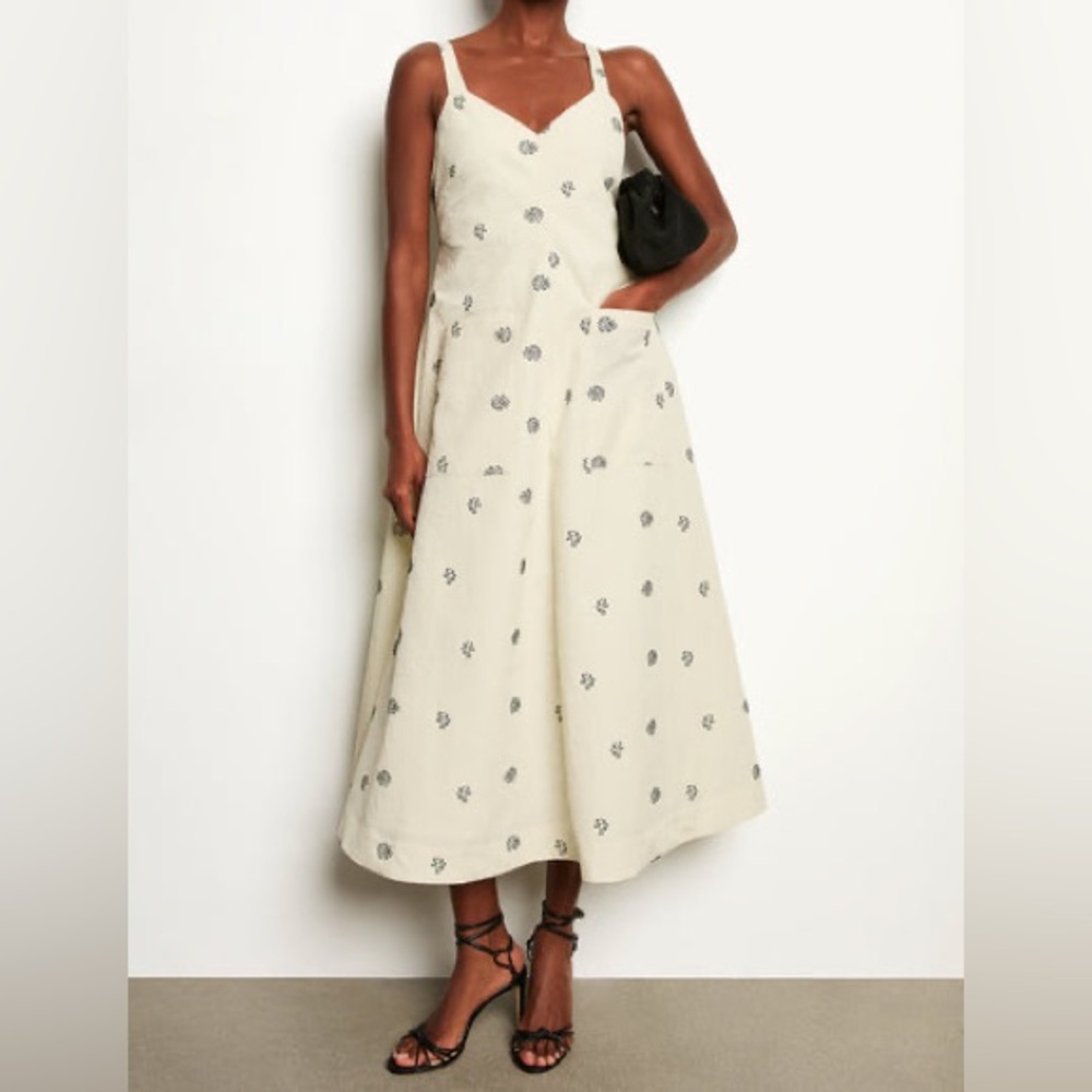 Rosie Assoulin Pocktail Dress, Cream&Black floral embossed Crepe, Midi, NWOT, 0 - Picture 2 of 16